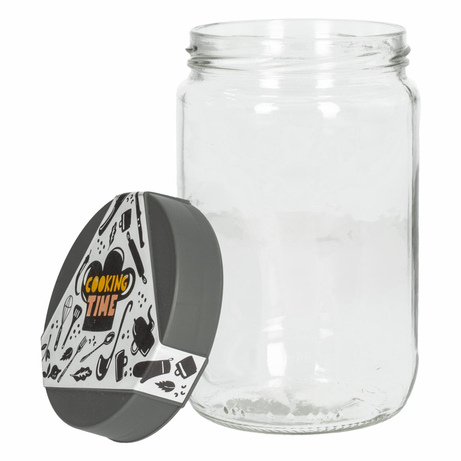 Frasco Tapa Gris Diseño Cooking Time Mediano HEREVIN - Imagen 2