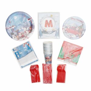 Set De Platos Colgante Vasos Cubiertos Y Servilletas Navidad UNIFELICIDAD 16 Uds