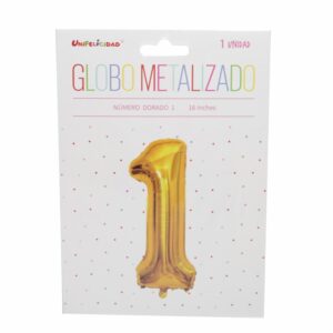 Globo Metalizado Dorado Nro. 1 UNIFELICIDAD 16"