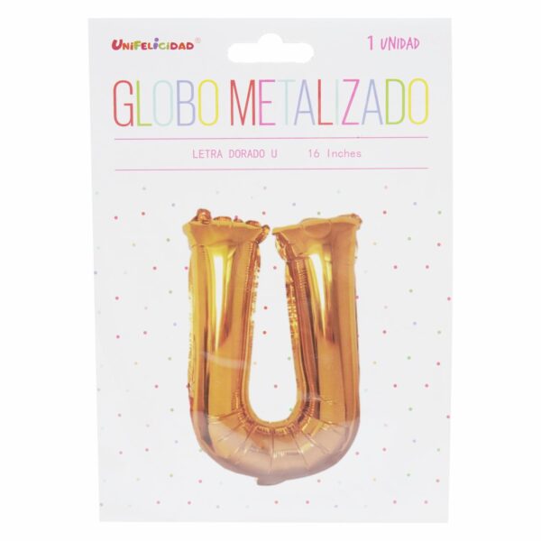 Globo Metalizado Dorado U UNIFELICIDAD 16"