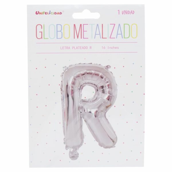 Globo Metalizado Plateado R UNIFELICIDAD 16"