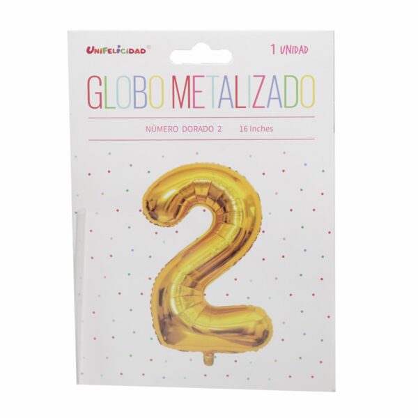 Globo Metalizado Dorado Nro. 2 UNIFELICIDAD 16"