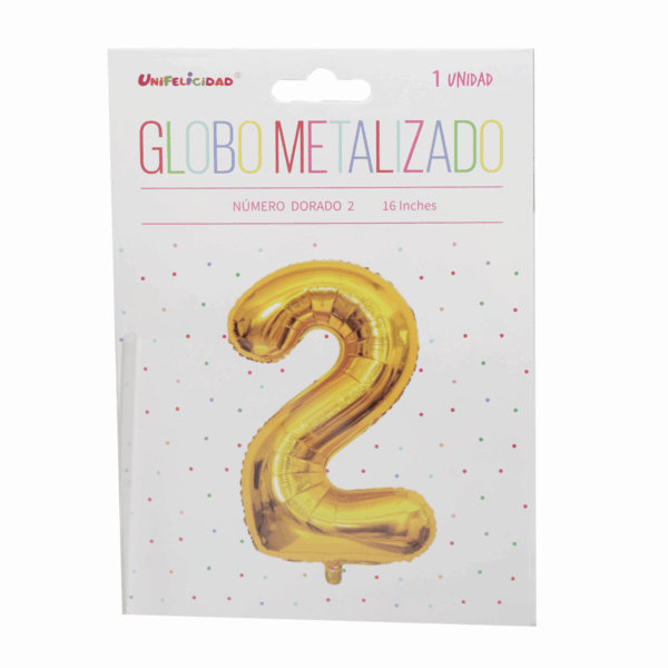 Globo Metalizado Dorado Nro. 2 UNIFELICIDAD 16" - Imagen 2