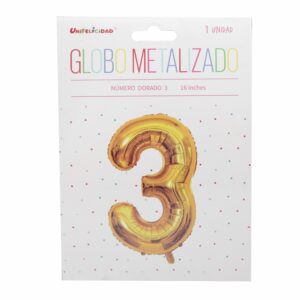 Globo Metalizado Dorado Nro. 3 UNIFELICIDAD 16"