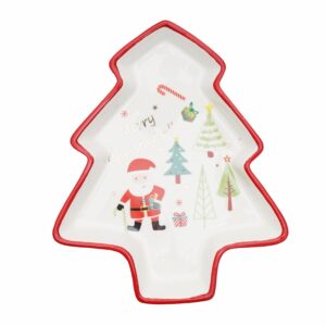 Bandeja Decorativa Navideña Con Forma De Árbol Merry Christmas KOOME Blanco
