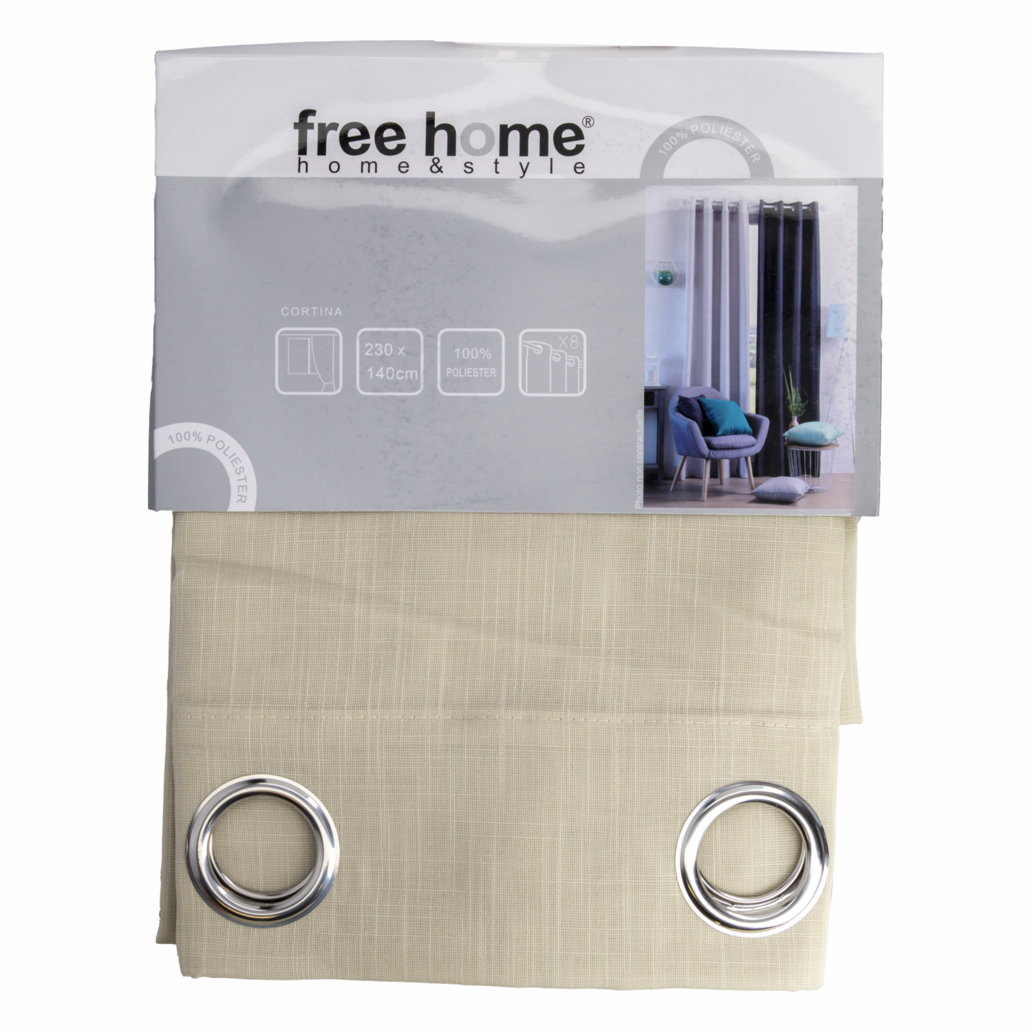 Visillo Beige Bambo FREE HOME 230X140 CM - Imagen 2