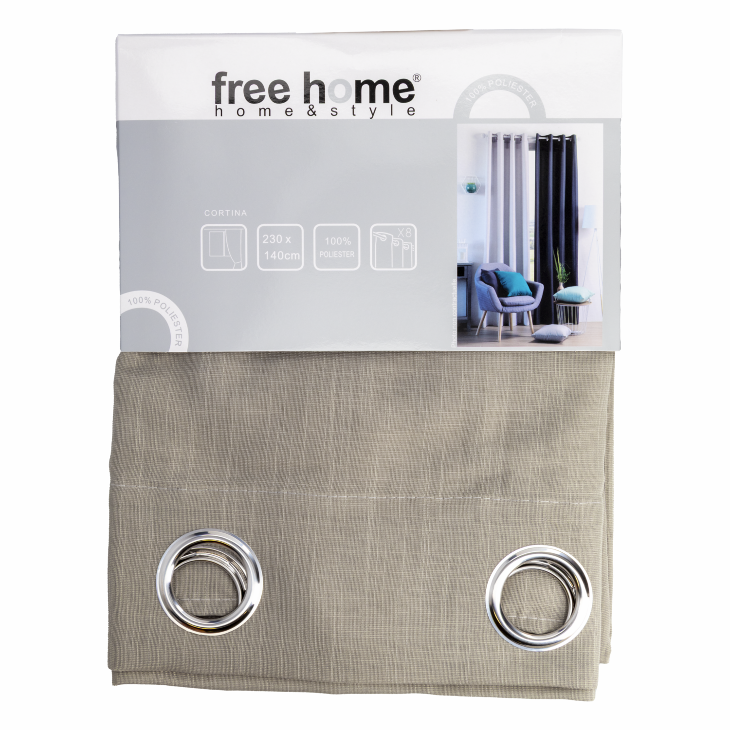 Visillo Gris Bambo FREE HOME 230X140 CM - Imagen 2