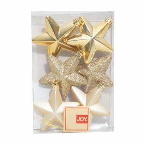 Adornos Navideños Colgantes Estrella Dorado Set JOY