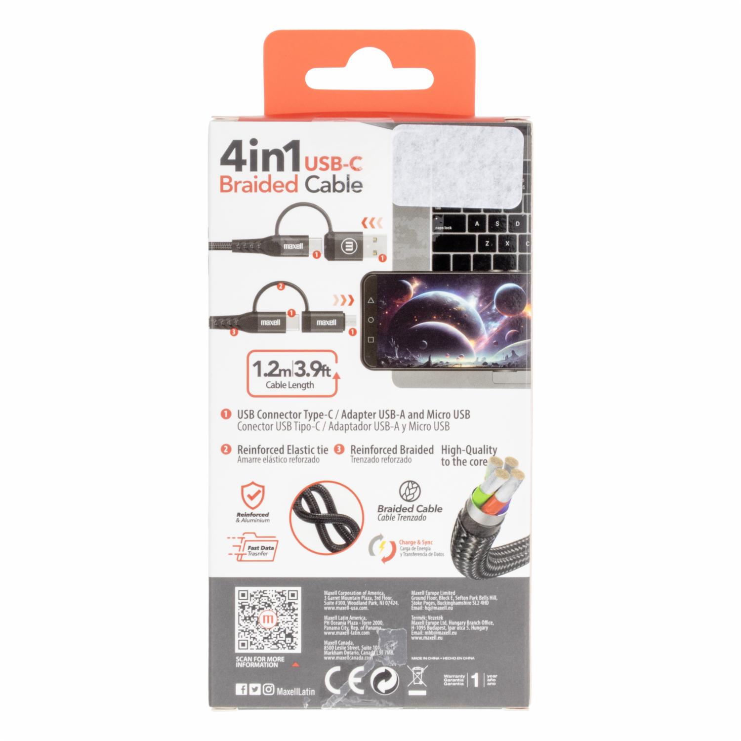 Cable De Carga Y Transferencia Trenzado 4 En 1 Compatible Con Apple MAXELL 1,2 M - Imagen 5