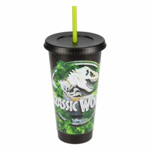 Vaso Plástico Con Tapa Y Pitillo Jurassic World FUN KIDS 680 Ml