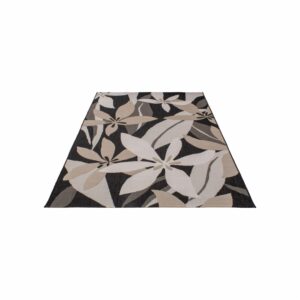 Alfombra De Área Palma Flores Negro Beige BALTA 230 x 160