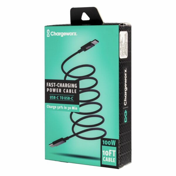 Cable De Carga Y Transferencia De Datos Usb C- a Usb-C 10 Pies CHARGE WORX 100 W - Imagen 2