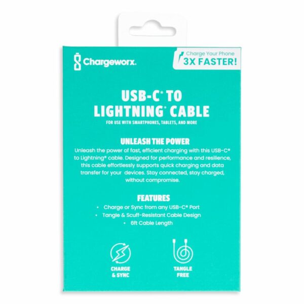 Cable De Carga Ráida Usb-C A Lightning Compatible Con Iphone CHARGE WORX 20 W - Imagen 5