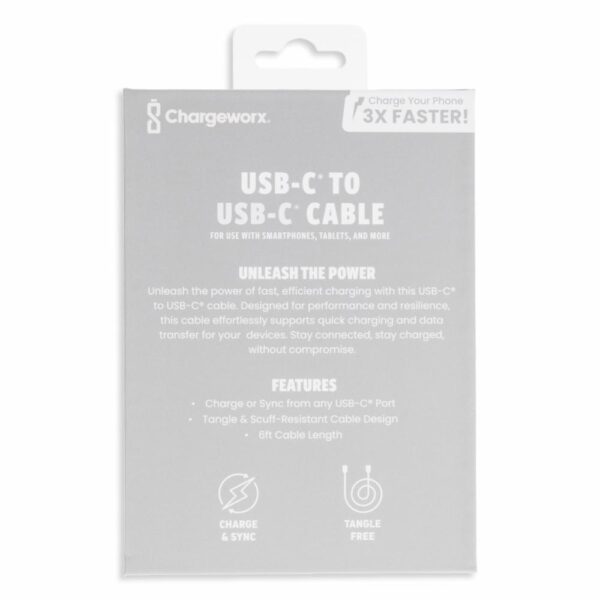 Cable De Carga Ráida Usb-C A Usb-C 6 Pies CHARGE WORX 60 W - Imagen 5