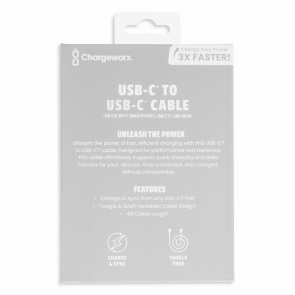 Cable De Carga Ráida Usb-C A Usb-C 6 Pies CHARGE WORX 60 W - Imagen 6