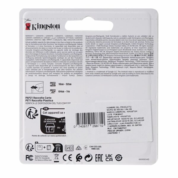 Micro SD Canvas Select Plus 100MB/S KINGSTON 256 Gb - Imagen 2