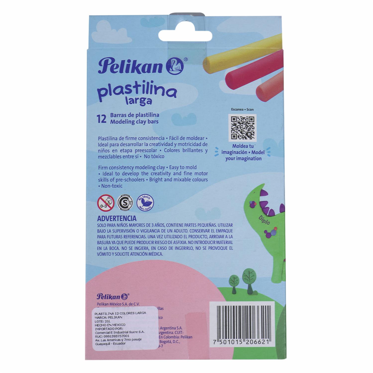 Plastilina Moldeable Larga PELIKAN X 12 Uds - Imagen 3