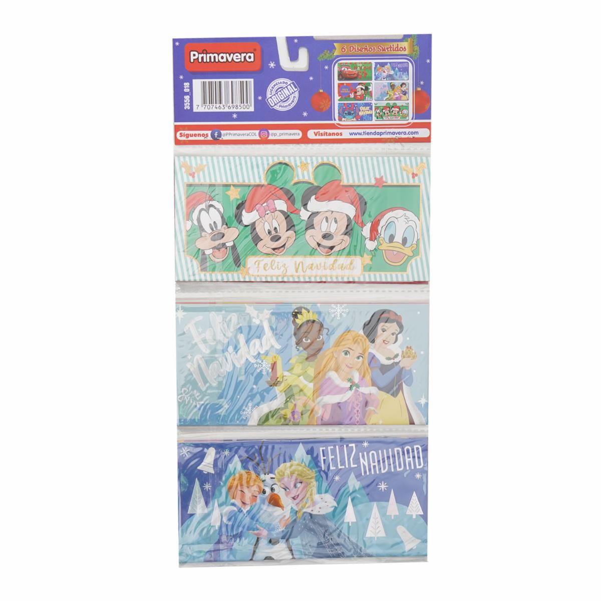 Sobres Navideños Con Diseño Disney PRIMAVERA X 6 Piezas - Imagen 2