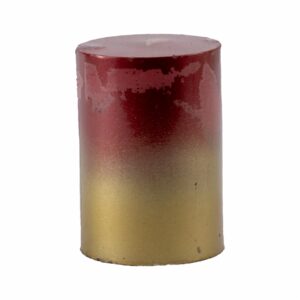 Vela Pilar Marmoleado Roja Dorada MONICANDLES 7 X 10 Cm