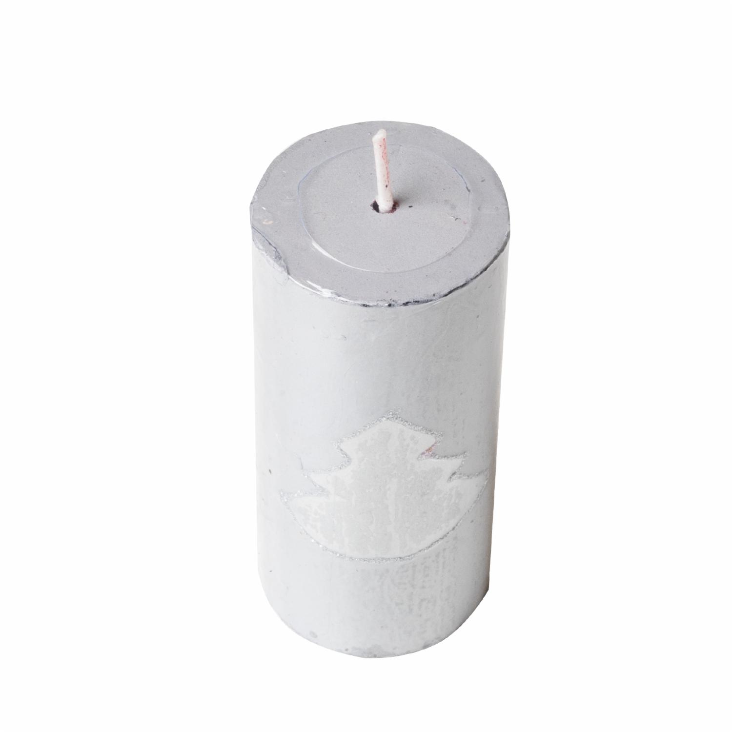 Vela Árbol De Navidad Pilar Metalizada Plateado MONICANDLES 10 X 4,5 Cm - Imagen 2