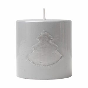 Vela Árbol De Navidad Pilar Metalizada Plateado MONICANDLES 7 X 7 Cm