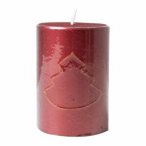 Vela Árbol De Navidad Pilar Metalizada Rojo MONICANDLES 10 X 7 Cm