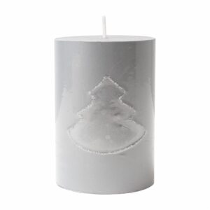 Vela Árbol De Navidad Pilar Metalizada Plateado MONICANDLES 10 X 7 Cm