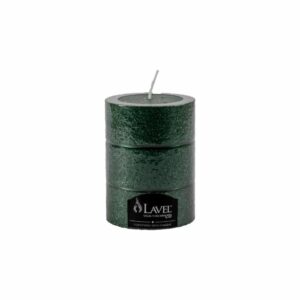 Vela Pilar Redonda Verde Anillo Escarcha LAVEL 7 X 10 Cm