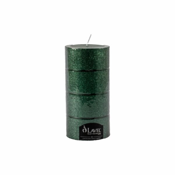Vela Pilar Redonda Verde Anillo Escarcha LAVEL 15 X 7,3 Cm