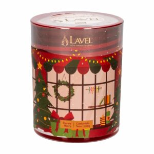 Vela Navideña Vaso Diseño Árbol Rojo LAVEL Unidad