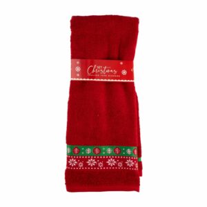 Toalla De Manos Cenefa Bicolor Rojo RENATTA 80 X 50 Cm