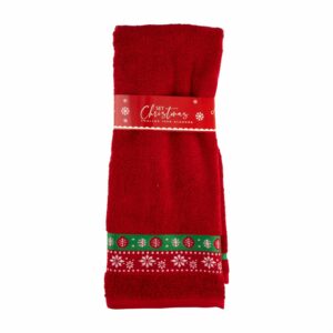 Toalla De Manos Cenefa Bicolor Rojo RENATTA 80 X 50 Cm