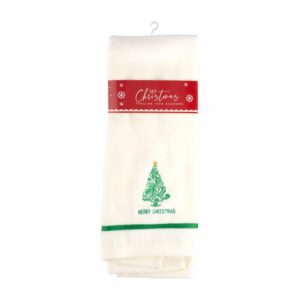 Toalla De Tocador Navidad Blanco Árbol Verde RENATTA 70 X 40 Cm