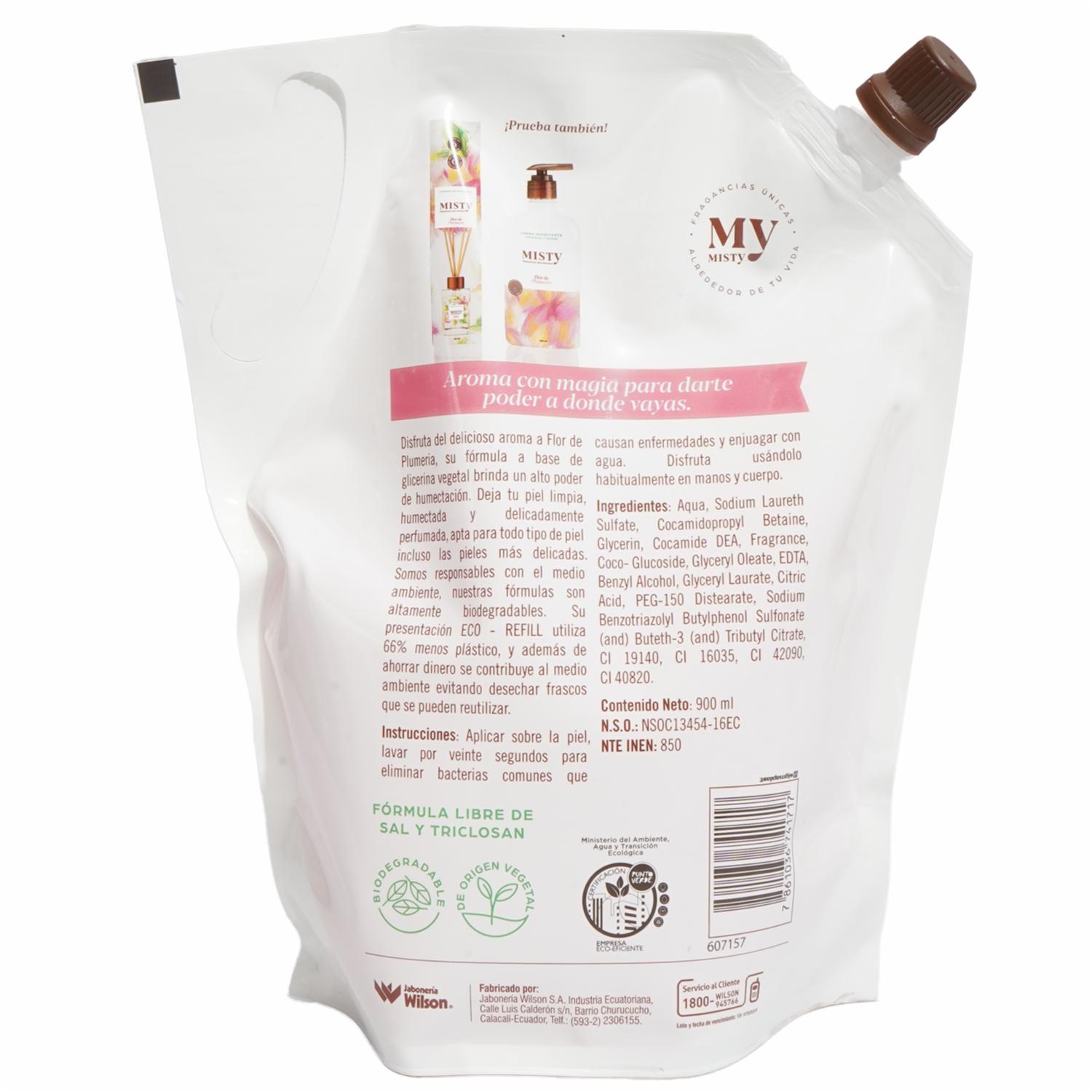 Jabón Líquido Humectante Flor De Plumería MISTY 900 ML - Imagen 3