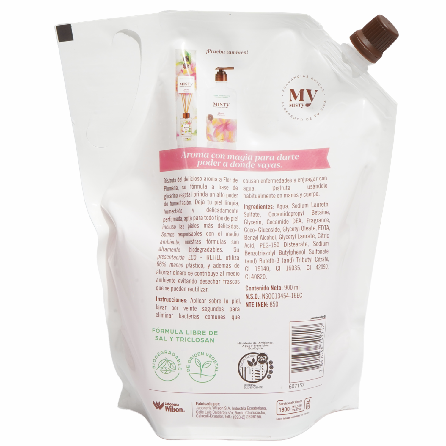 Jabón Líquido Humectante Flor De Plumería MISTY 900 ML - Imagen 4