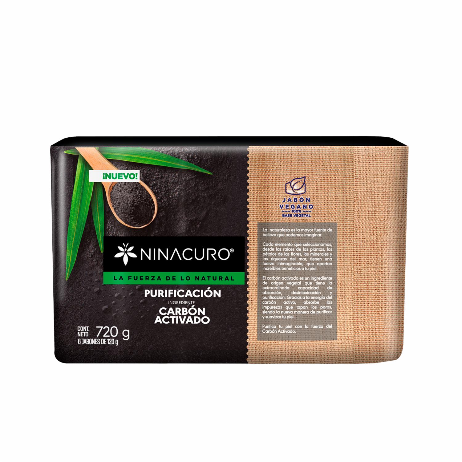 Jabón En Barra Purificación Con Carbón Activado NINACURO 6 X 120 G - Imagen 3