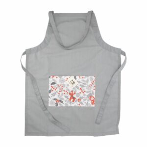 Delantal Navidad Gris Con Rojo HECHO AQUÍ 77 X 58 Cm