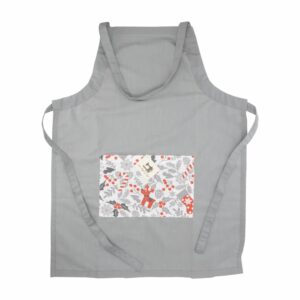 Delantal Navidad Gris Con Rojo HECHO AQUÍ 77 X 58 Cm