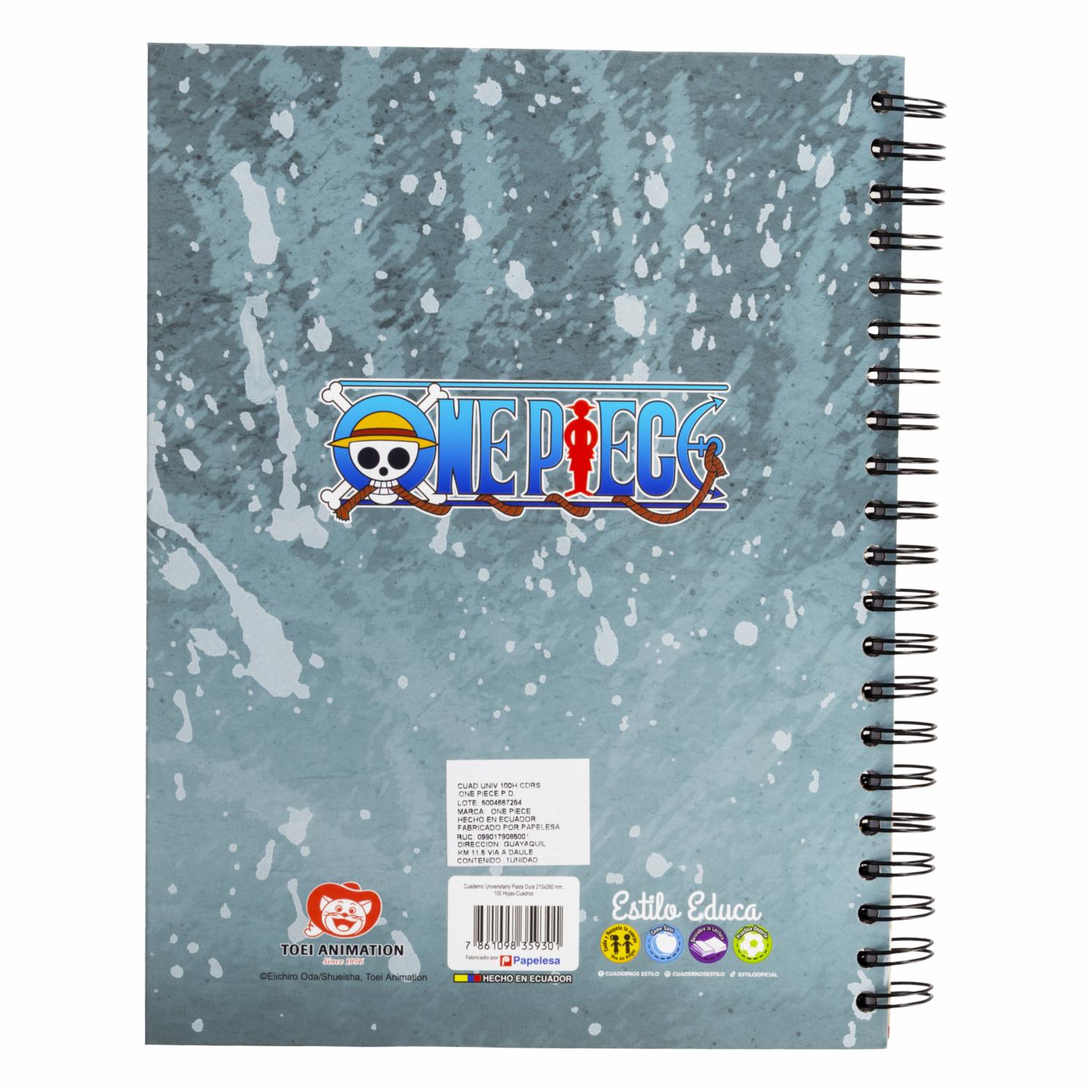Cuaderno Universitario Cuadros One Piece ESTILO 100 Hojas - Imagen 2