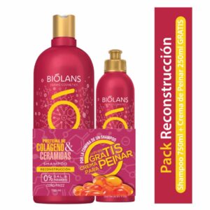 Pack Shampoo Proteína de Colágeno & Ceramidas + Crema Para Peinar BIÓLANS 750 Ml + 250 Ml