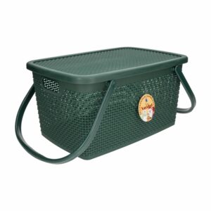 Cesto Camping Con Tapa Verde Olivo PLAPASA 38,5 X 26,5 X 19 Cm