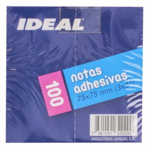 Notas Adhesivas Neón Fucsia 75X75MM IDEAL 100 Hojas