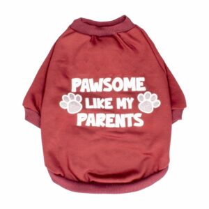Camiseta Para Mascota Diseño Pawsome Like My Parents Color Rojo THE PET FACTORY Talla Mediana