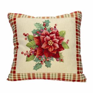 Cojín Navideño Gobelino Poncetia Escoces GENESIS 45 Cm