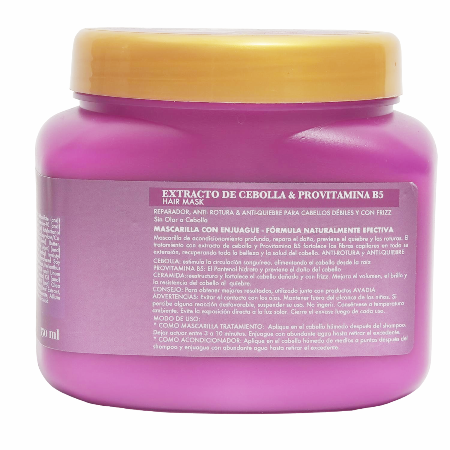 Mascarilla Capilar Reparadora Con Extracto De Cebolla AVADÍA 350 Ml - Imagen 4