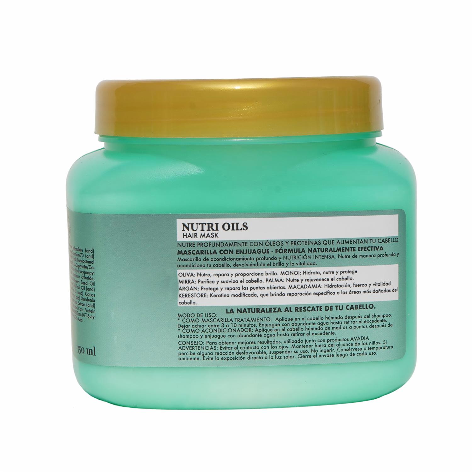 Mascarilla Capilar Nutrición Intensa Nutri Oils AVADÍA 350 Ml - Imagen 2