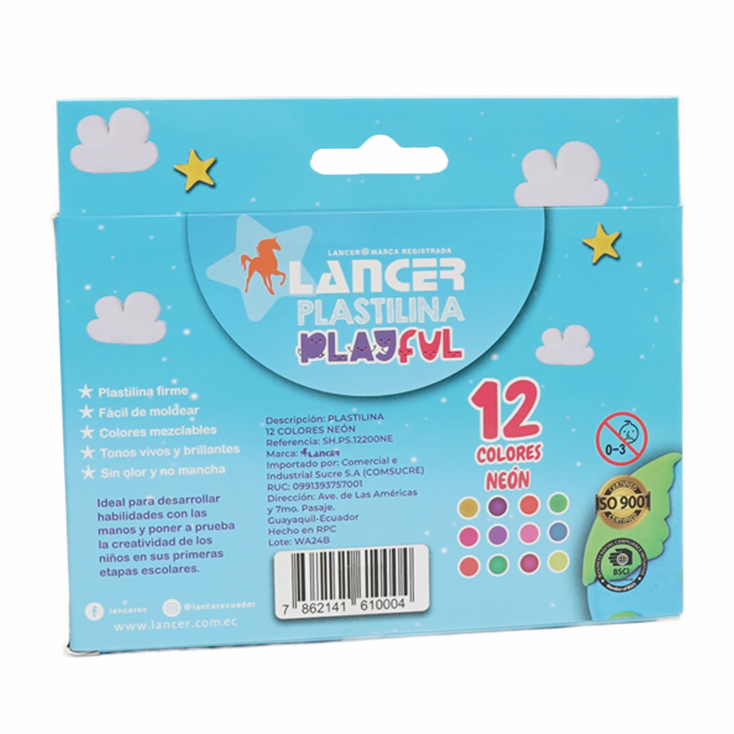 Plastilina De Colores Neón LANCER 12 Piezas - Imagen 4