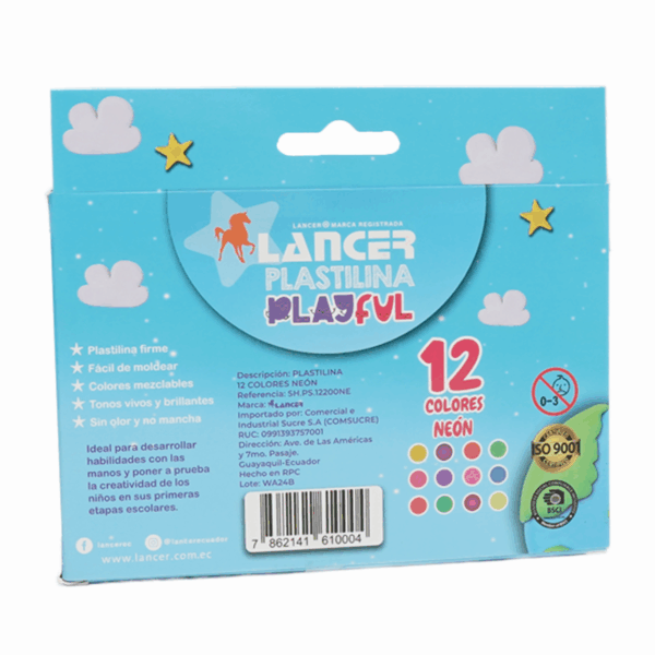 Plastilina De Colores Neón LANCER 12 Piezas - Imagen 4