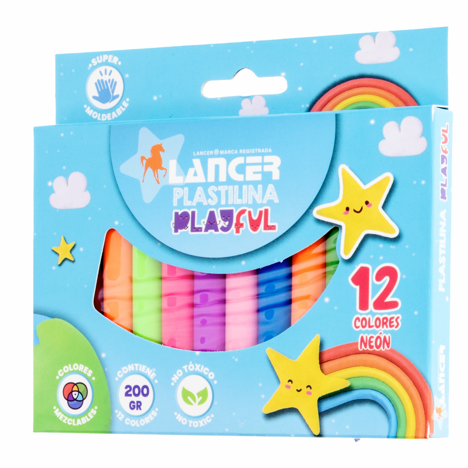 Plastilina De Colores Neón LANCER 12 Piezas - Imagen 6