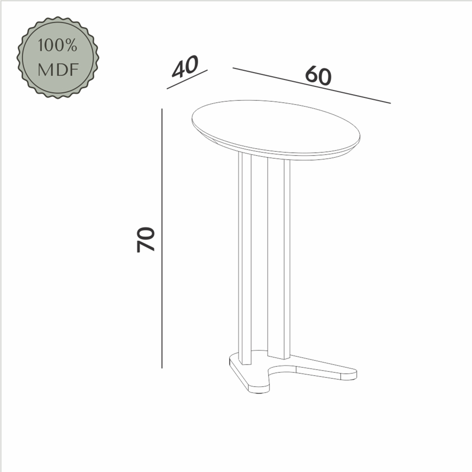 Mesa Lateral Modelo Tb604 Ww Off Blanco DALLA COSTA Mdf